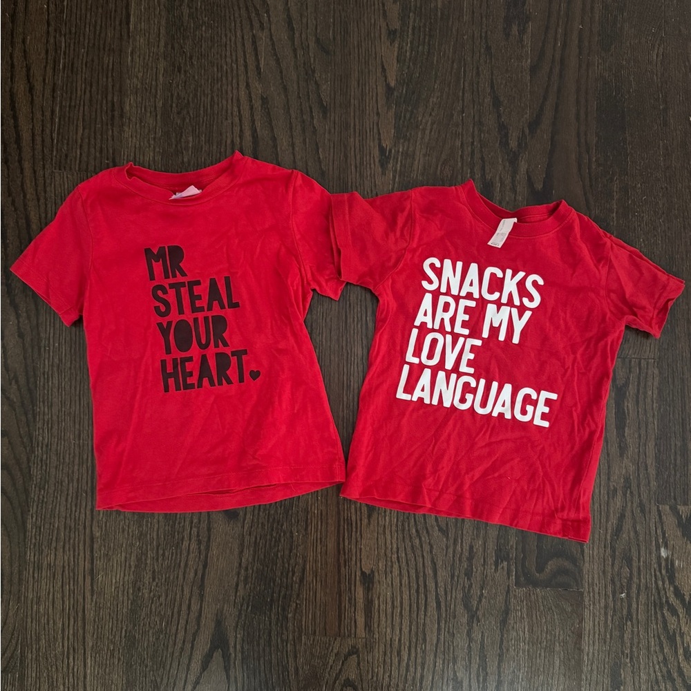 2 Red Kids Graphic valentine T-Shirts Set 3t